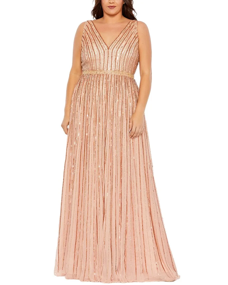 Mac Duggal Beaded Mesh A-Line Gown by M.A.C.