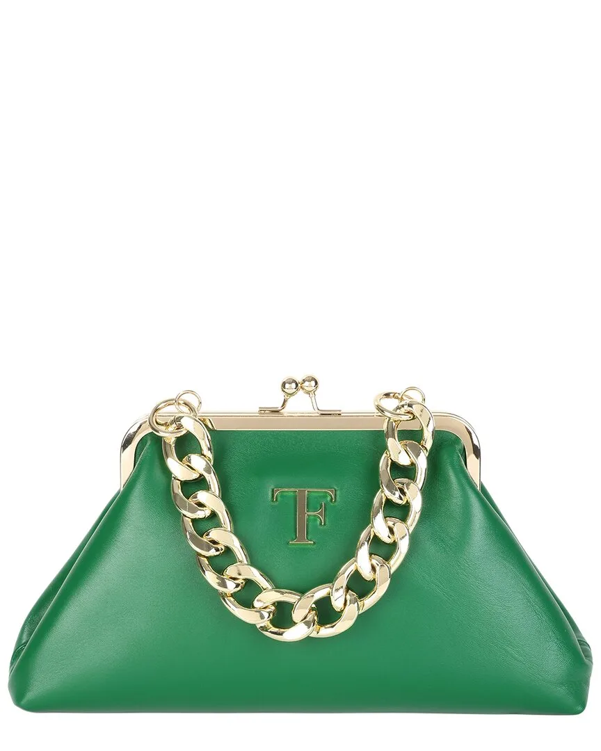 Iconic Leather Frame Clutch by Tiffany & Fred Paris