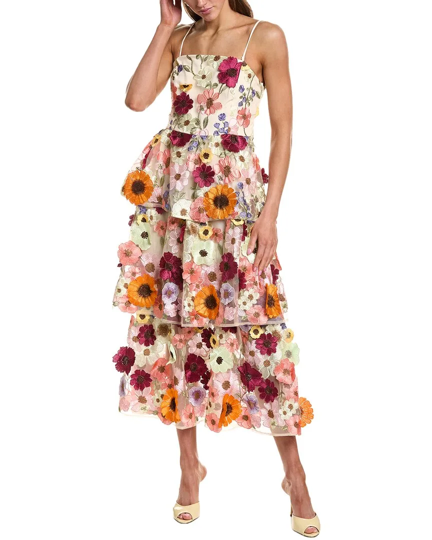 3D Floral Tiered Midi Dress by Endless Rose
