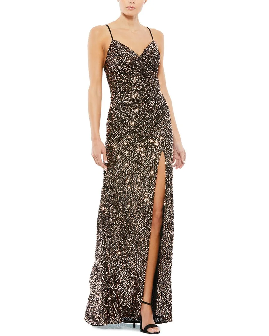 Mac Duggal Sequined Fabric Faux Wrap Gown by M.A.C.