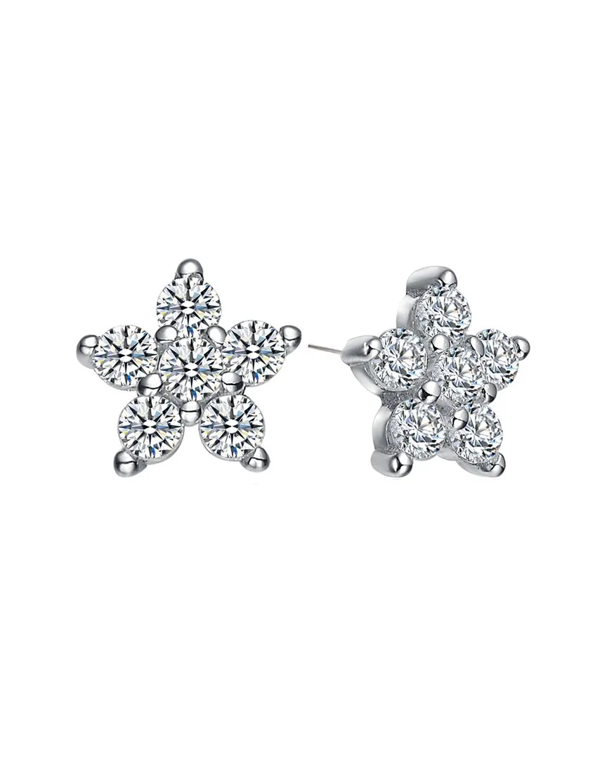 Rhodium Plated Cz Star Earrings by Rachel Glauber