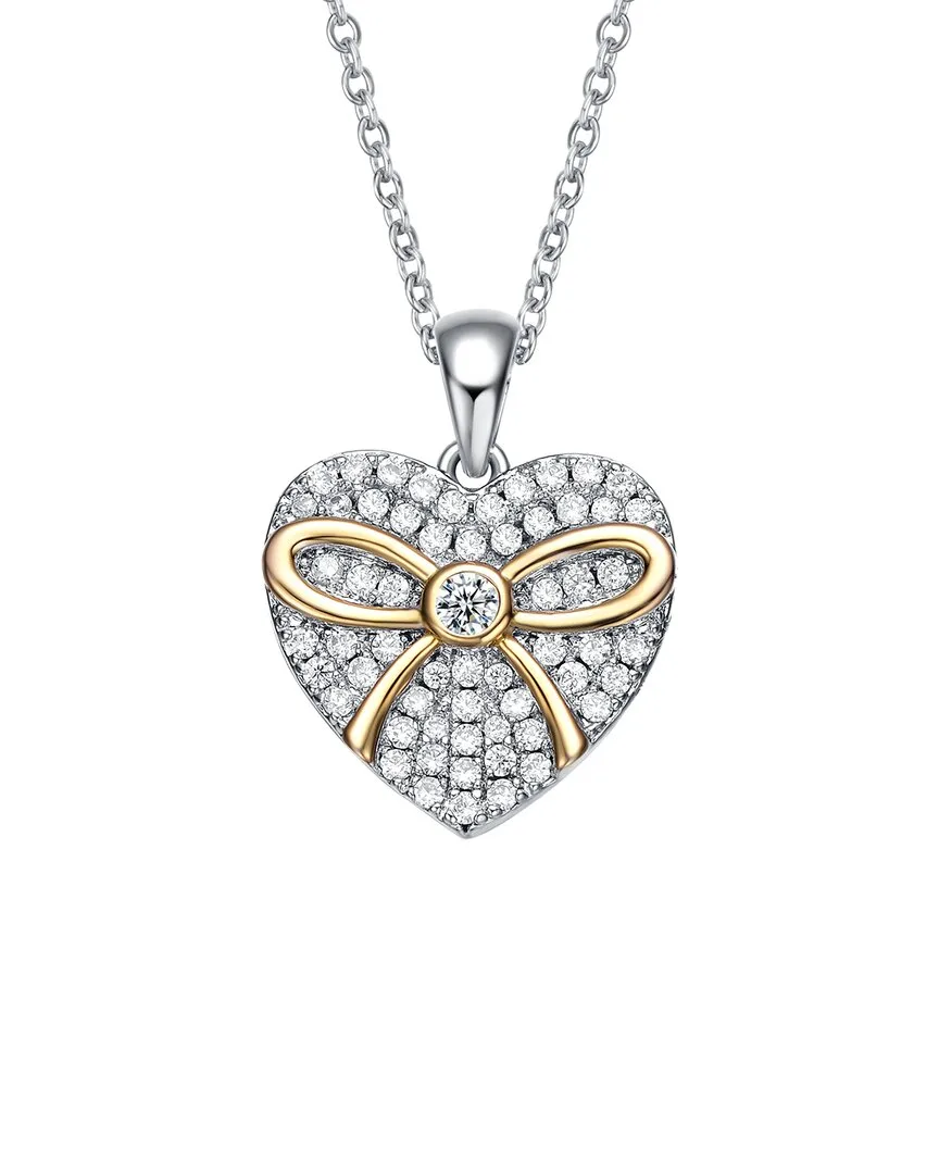 Two-Tone Over Silver Cz Pendant Necklace by Genevive