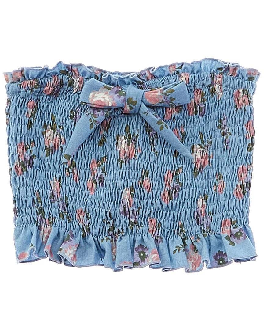 Rib 2X2 Denim Linen-Blend Top by Flowers by Zoe
