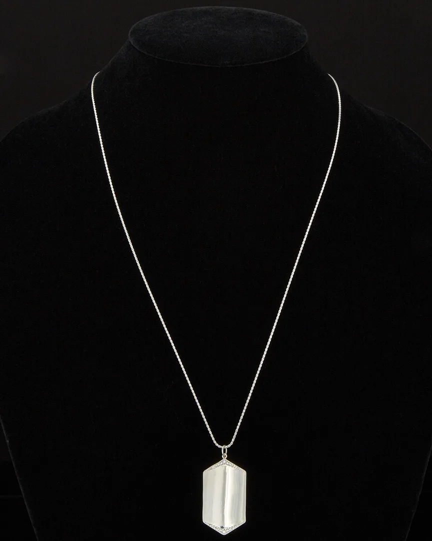 Silver Cz Elongated Hexagon 34In Necklace by Argento Vivo