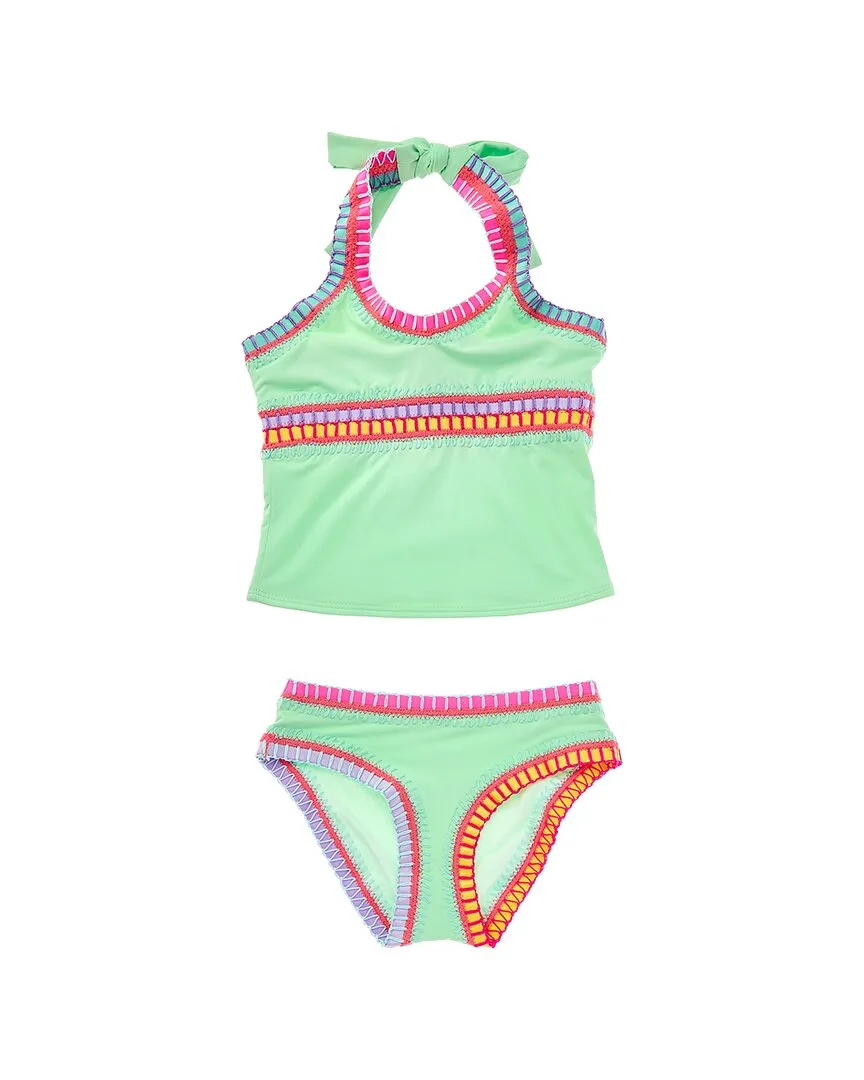 2Pc Rainbow Embroidered Tankini Set by Pilyq