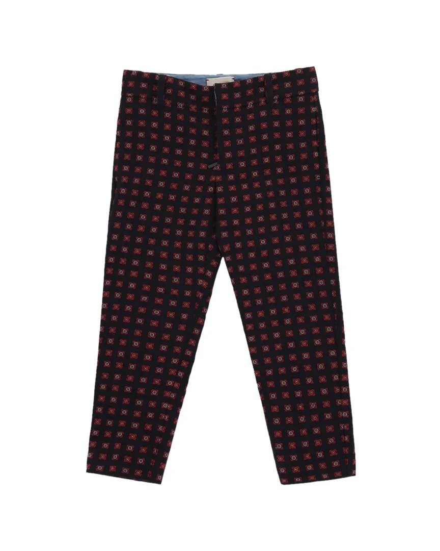 Tile Jacquard Print Wool & Silk-Blend Pant by Gucci