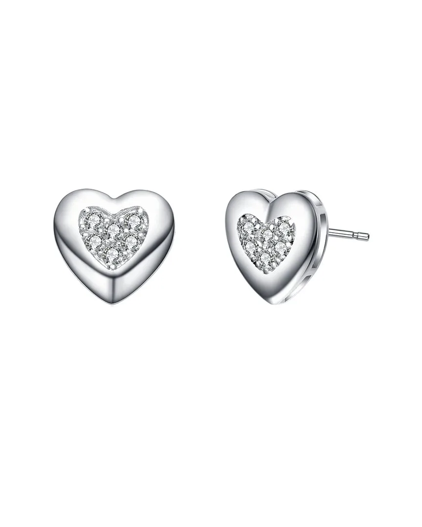 Rhodium Plated Cz Heart Earrings by Rachel Glauber