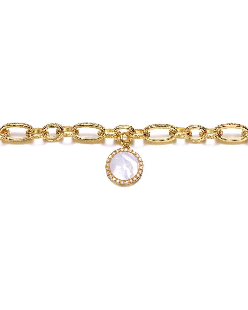 14K Plated 12Mm Pearl Cz Bracelet by Rachel Glauber