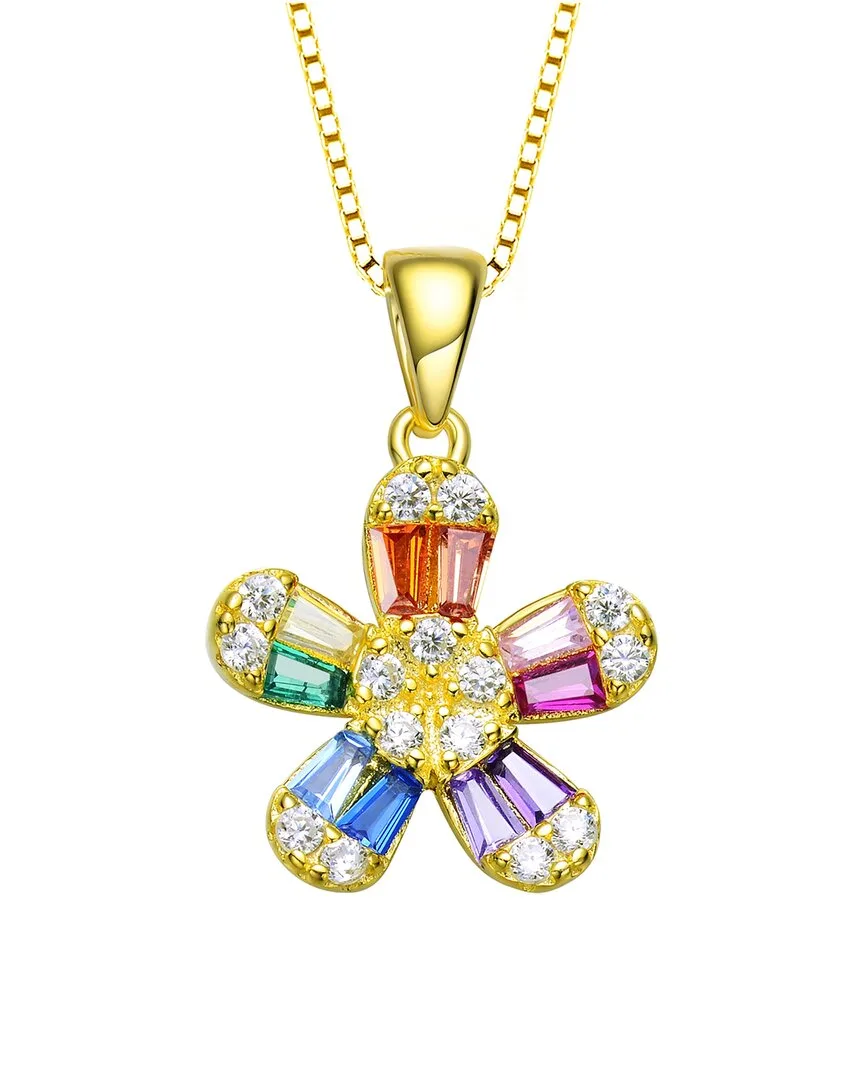 14K Over Silver Cz Pendant Necklace by Genevive