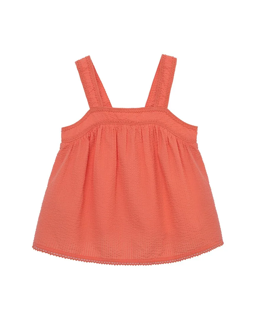 Sleeveless Palm Embroidered Trim Top by Peek