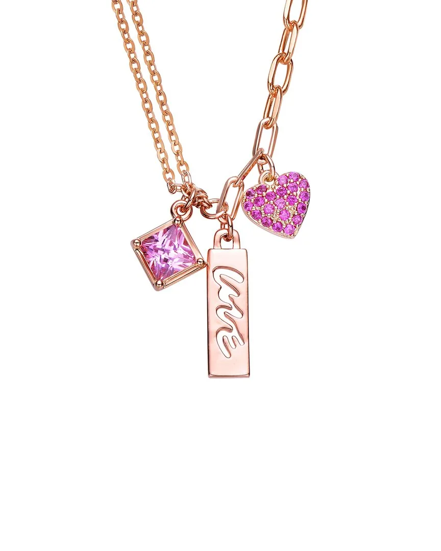 18K Rose Gold Vermeil Cz Love Necklace by Genevive