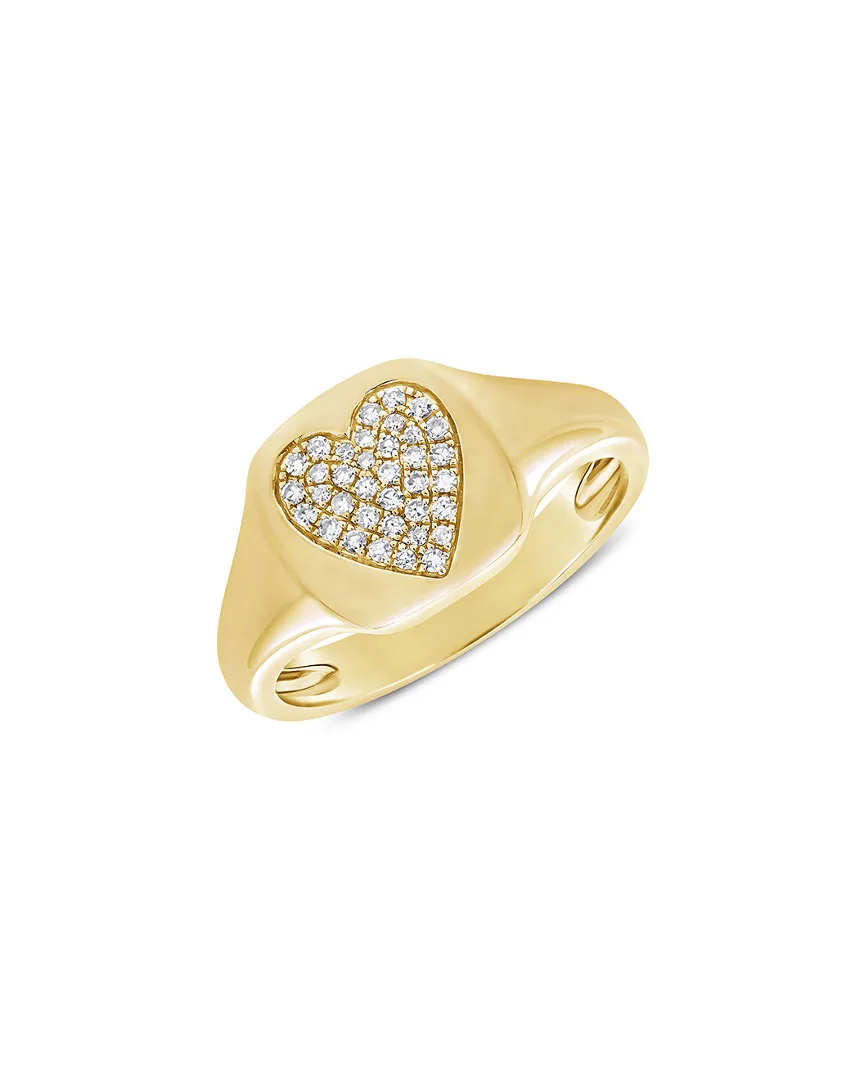 14K 0.10 ct. tw. Diamond Signet Ring by Sabrina Designs