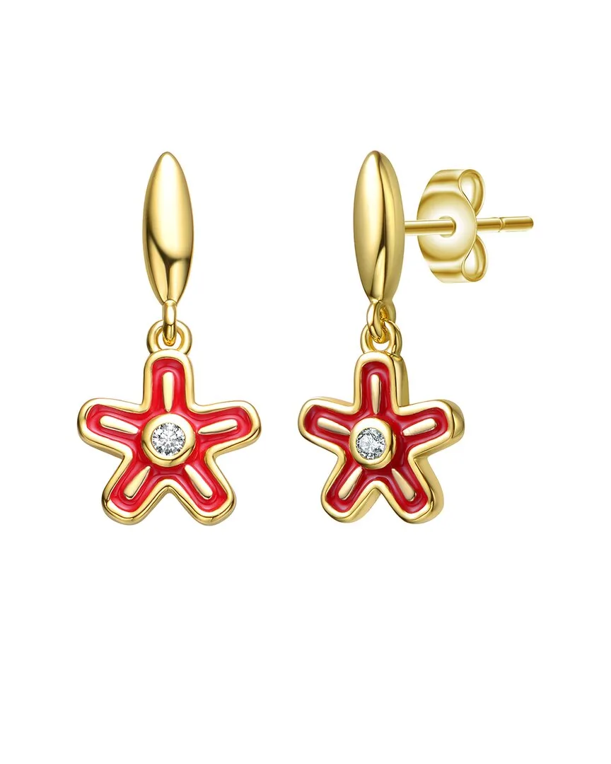 14K Plated Cz Dangle Earrings