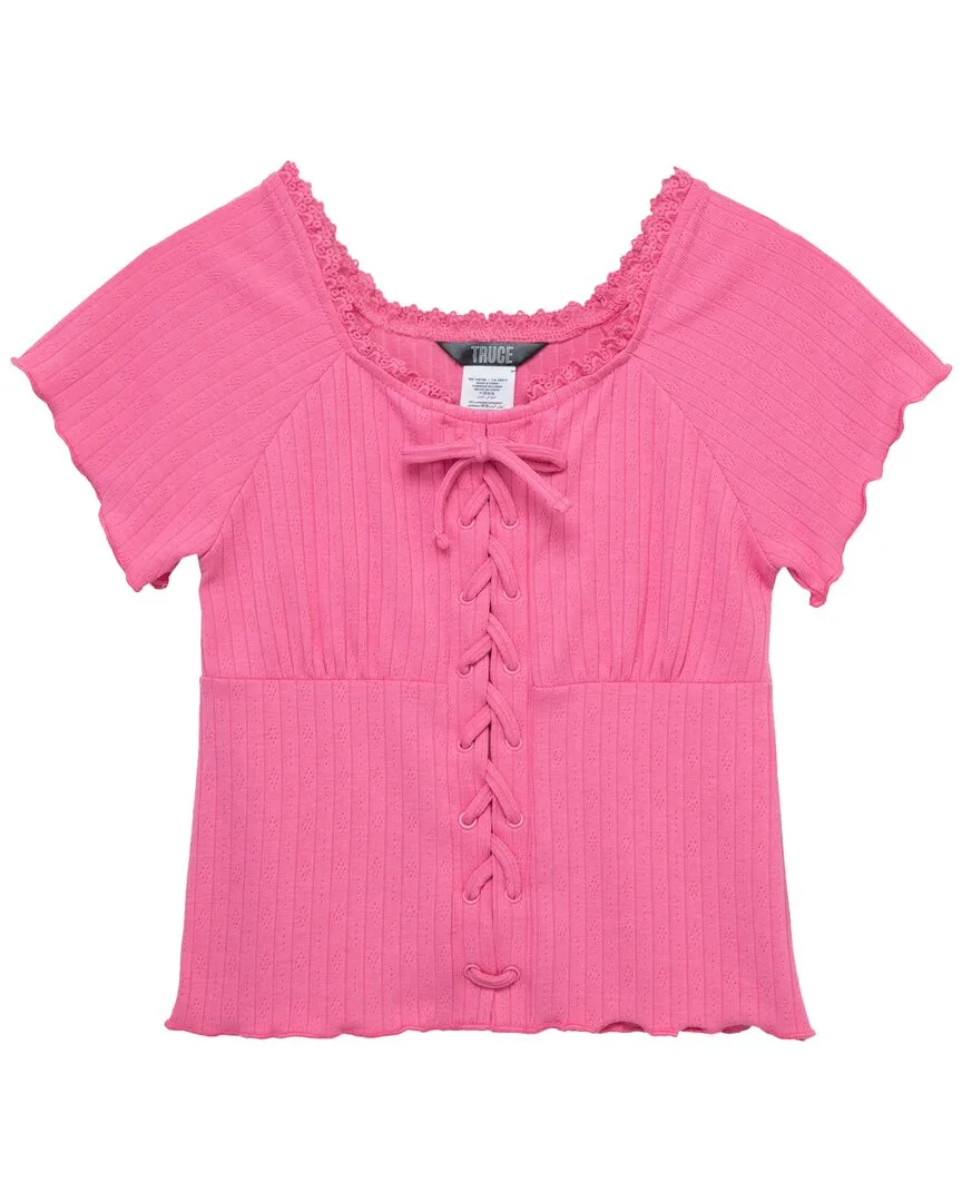 Mock Lace-Up Knit Top
