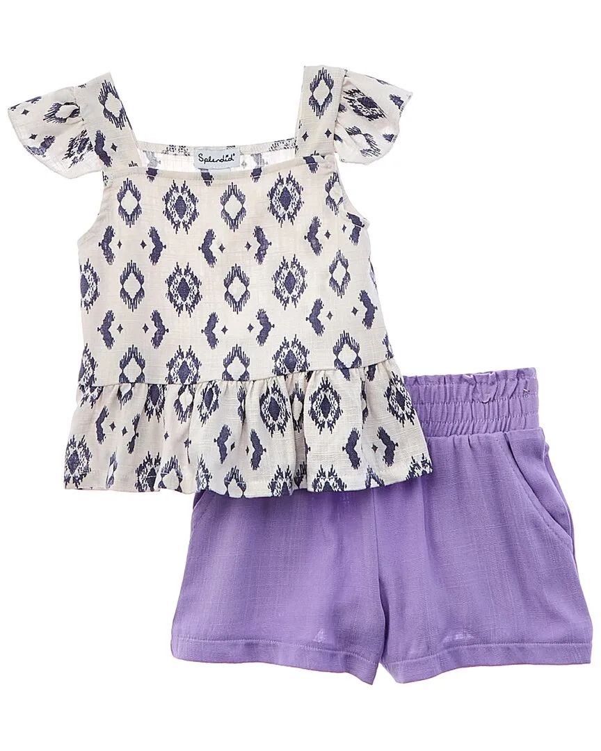 2Pc Linen-Blend Tank & Short Set by Splendid
