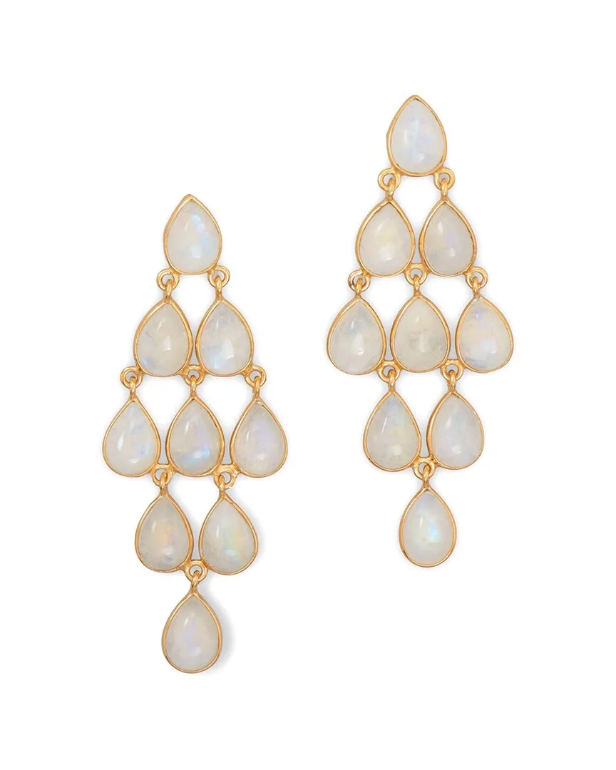18K Plated 18.75 ct. tw. Moonstone Chandelier Earrings by Liv Oliver