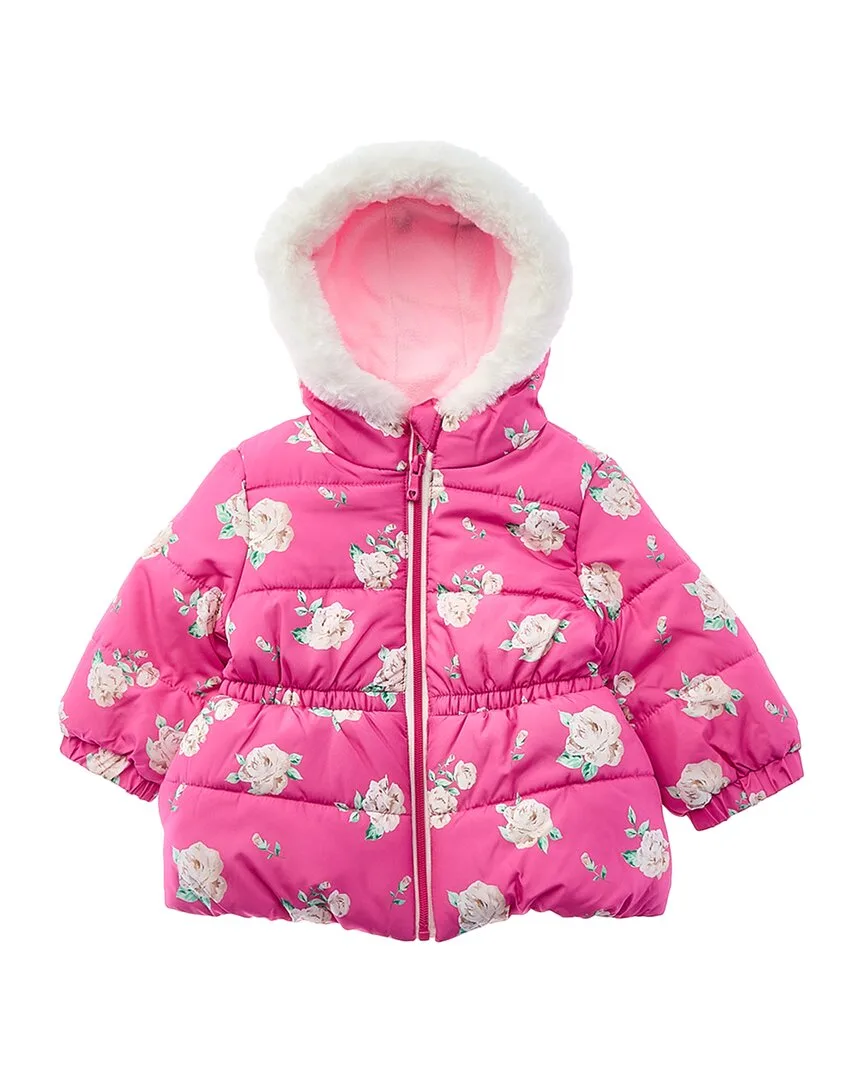 Rose Print Quilted Puffer Jacket by Wippette