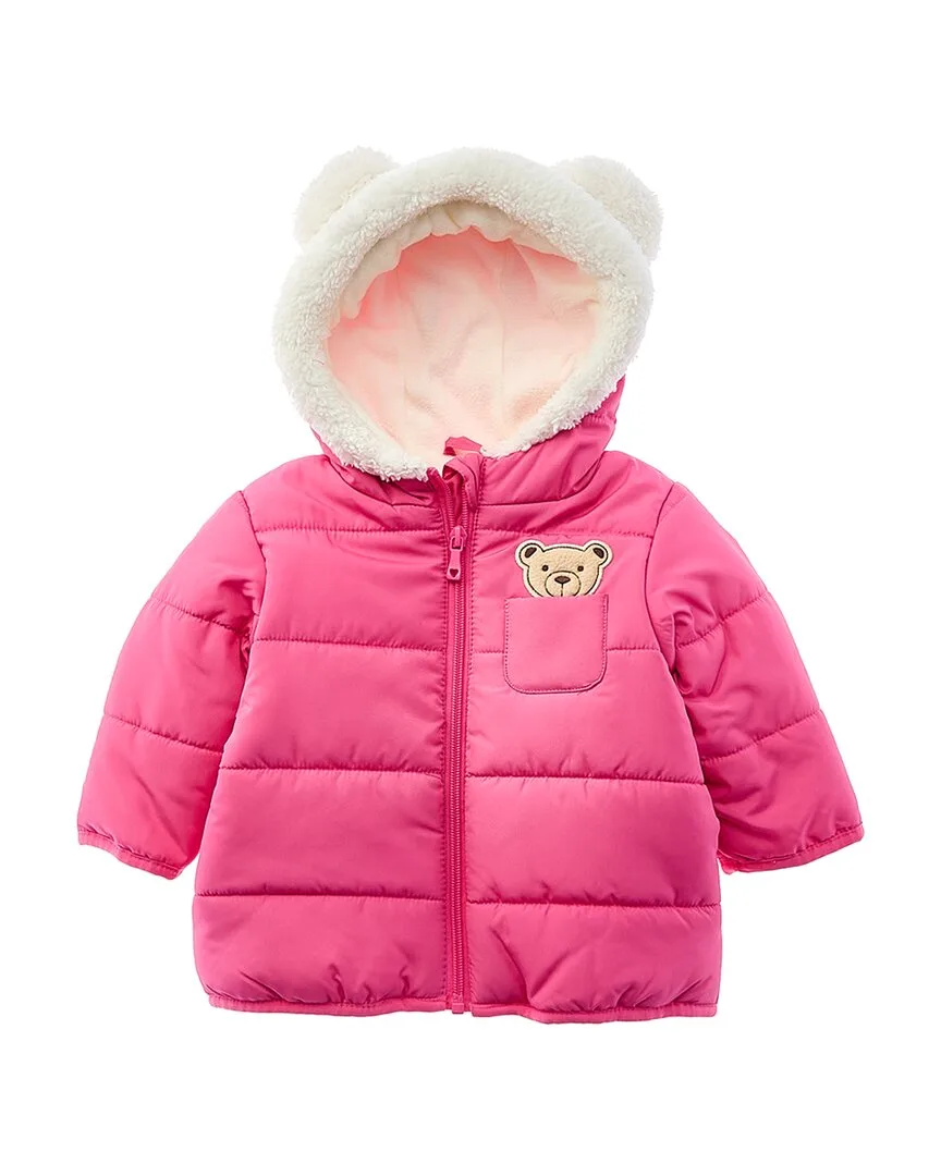 3D Cute Bear Applique Quilted Puffer Jacket by Wippette