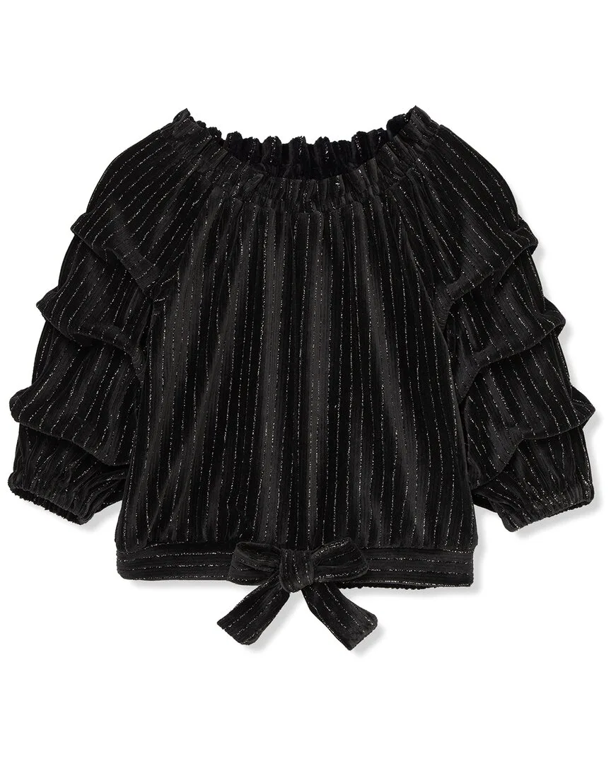 Velour Gathered Sleeves Top