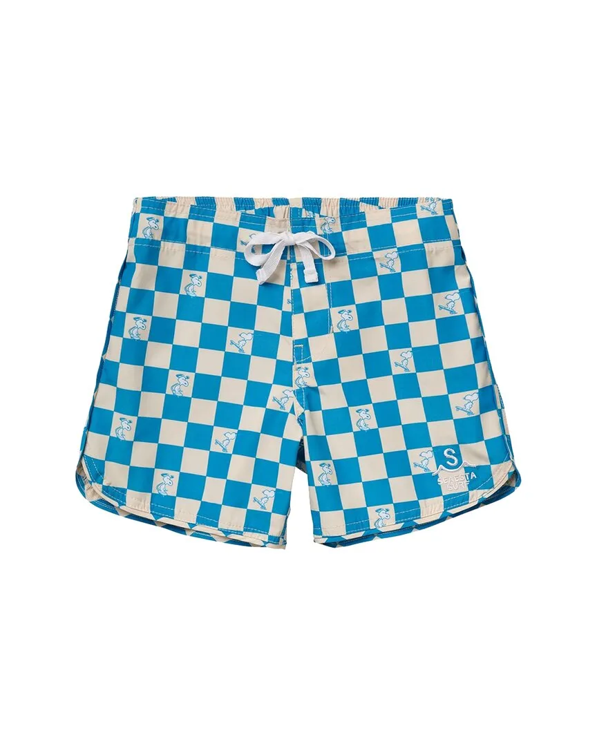 Seaesta Surf x Peanuts Turquoise Checkerboard Boardshorts by Seaesta Surf
