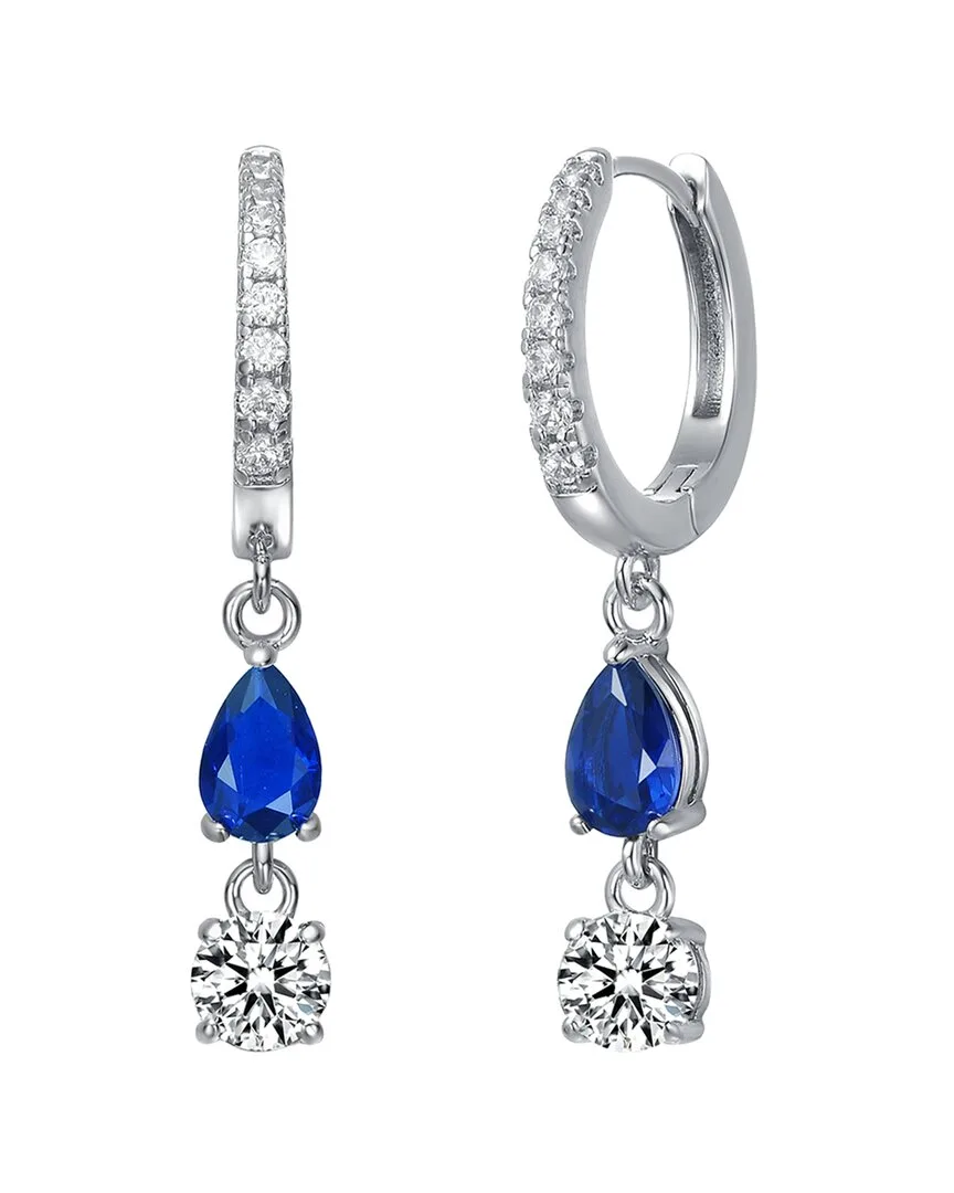 Rhodium Plated Cz Drop Earrings by Rachel Glauber