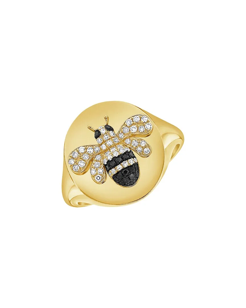 14K 0.16 ct. tw. Diamond Bumblebee Signet Ring by Sabrina Designs