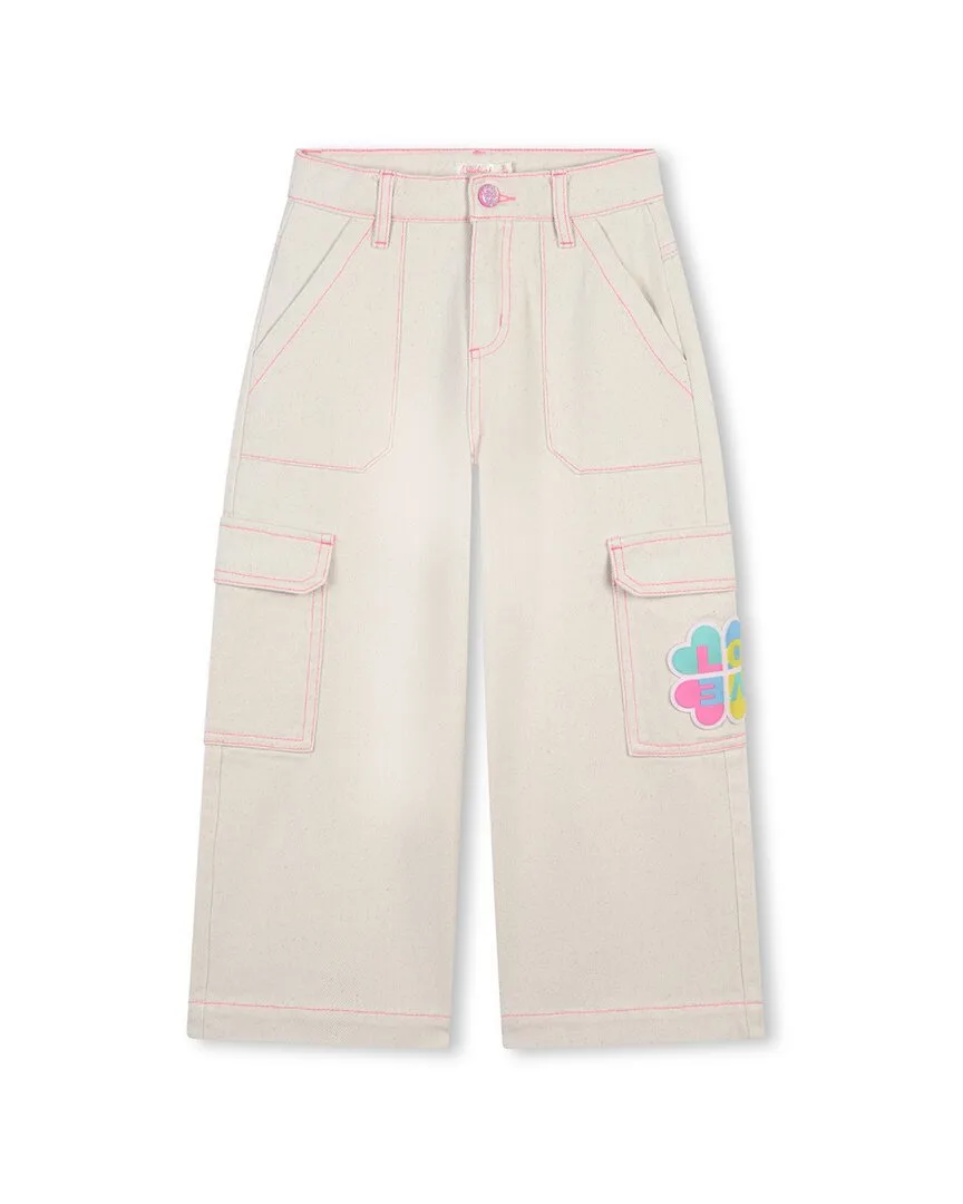 Floral Denim Cargo Pant by Billieblush