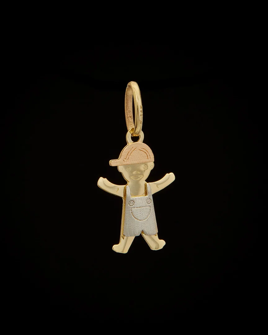 14K Tri-Tone Boy Pendant by Italian Gold