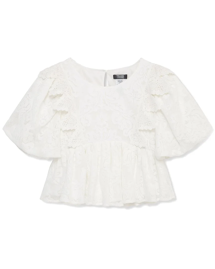 Allover Embroidered Mesh Top by Truce