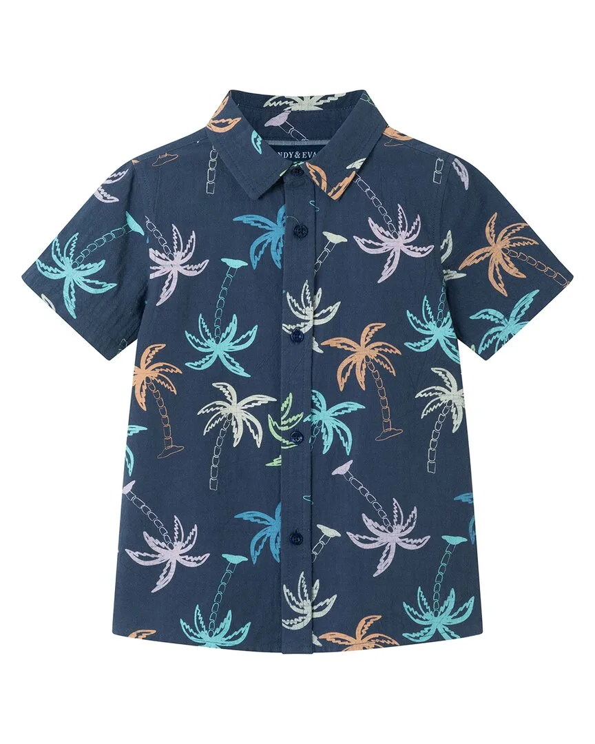 Multi Palms Gauze Button-Down Shirt by Andy & Evan