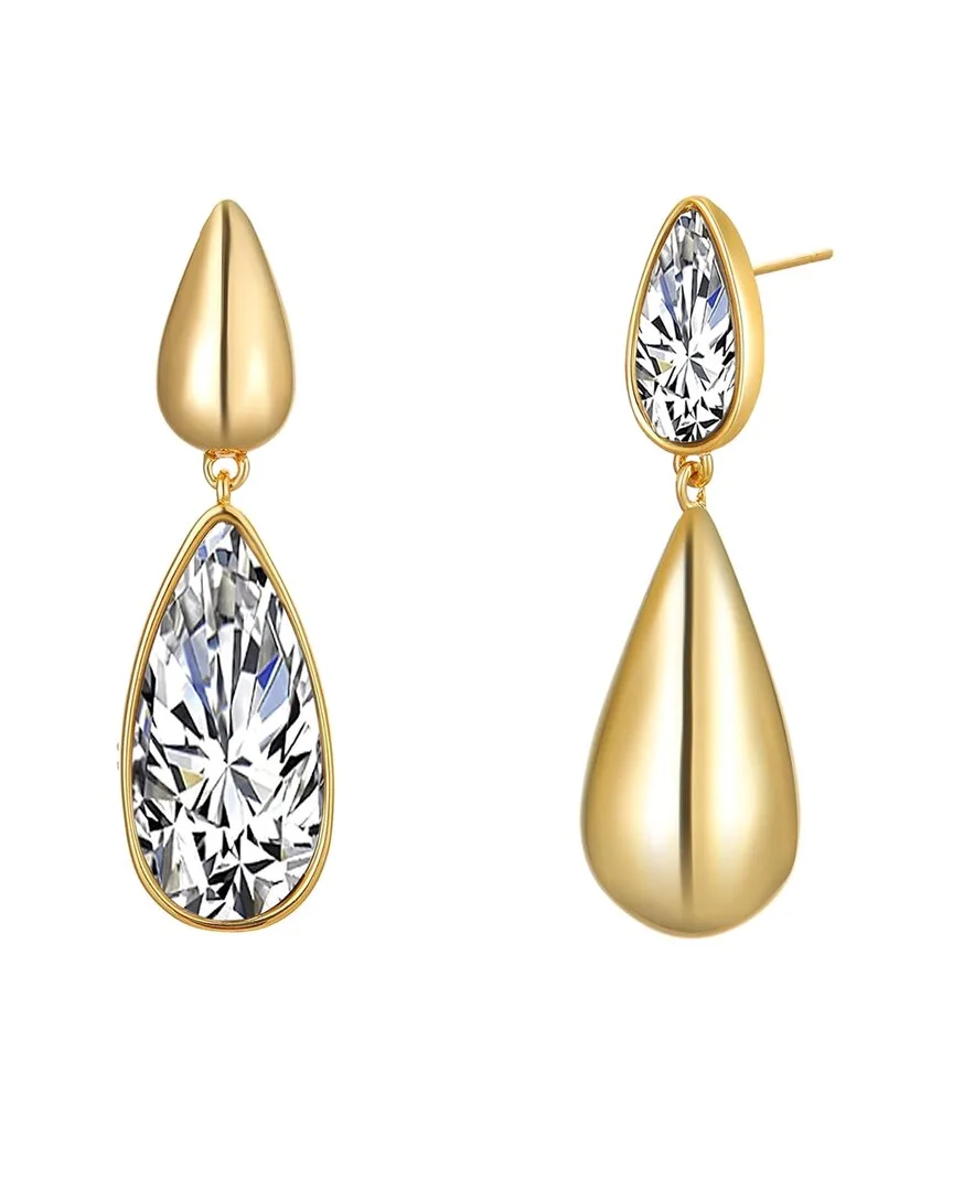 18K Plated Cz Modern Mismatch Drop Earrings