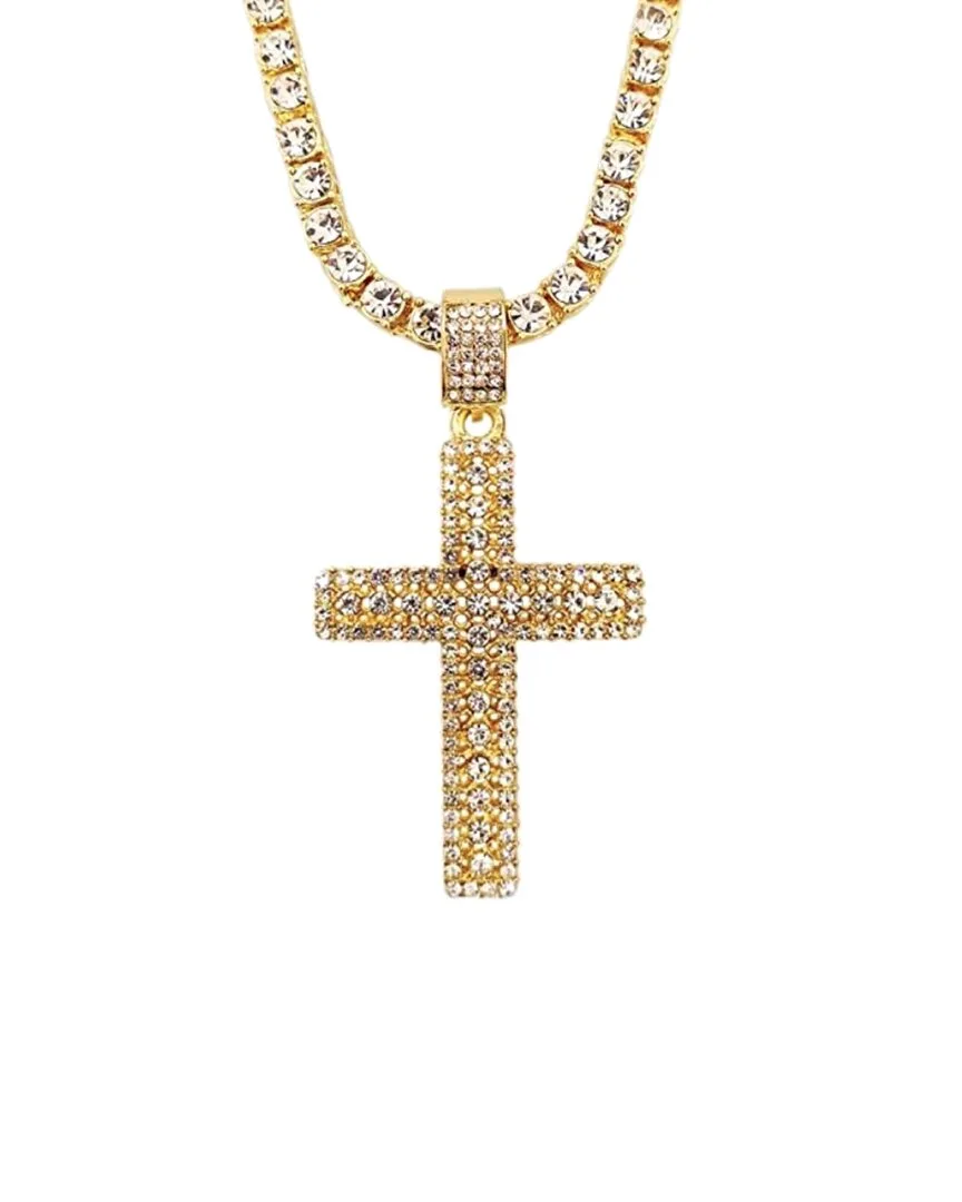 18K Plated Cz Embellished Cross Necklace by Stephen Oliver