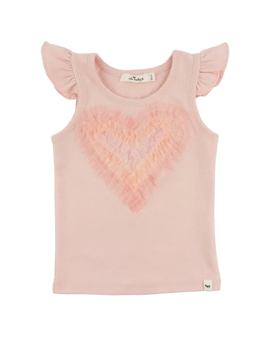 Tulle Rainbow Heart Pastel Cotton Tank by Oh Baby