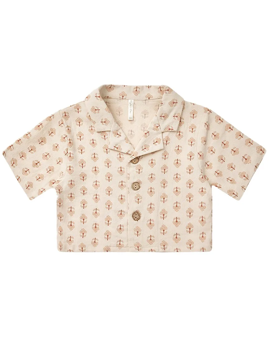 Collective Cropped Collared Linen-Blend Shirt by Rylee & Cru