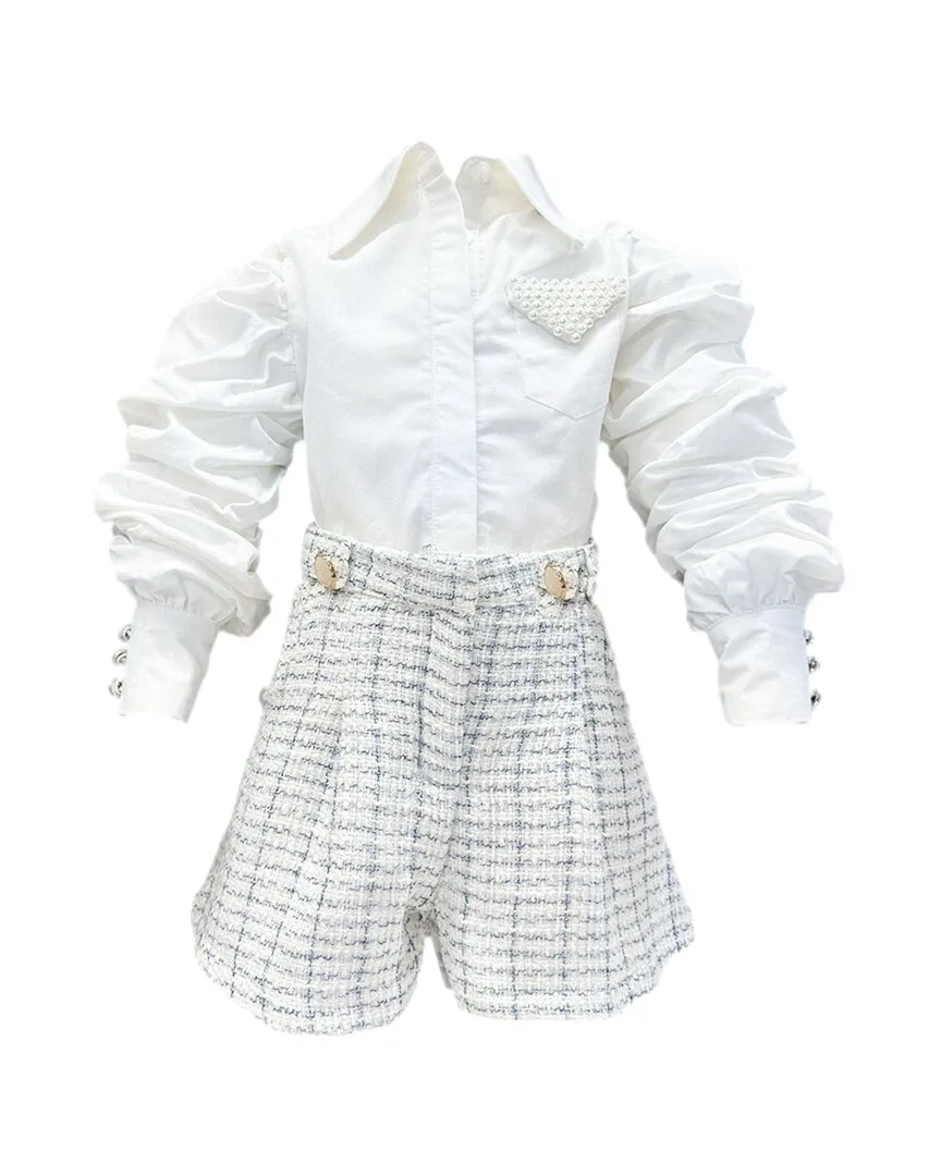 Iris Blouse & Tweed Shorts Set by Petite Maison Kids