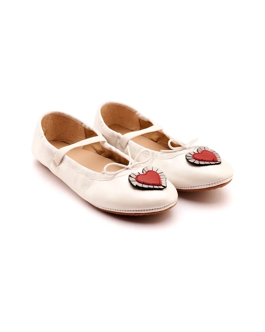 Heart Ruffle Leather Loafer by Oldsoles