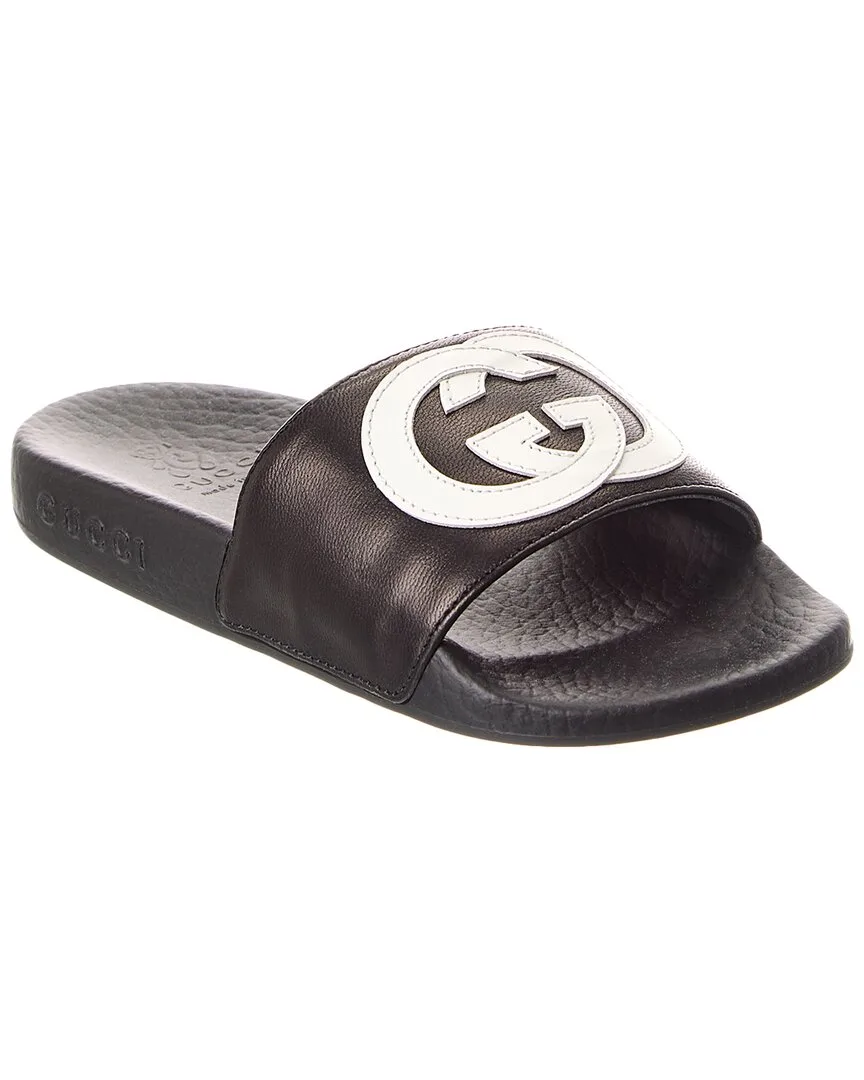 Interlocking G Leather Slide