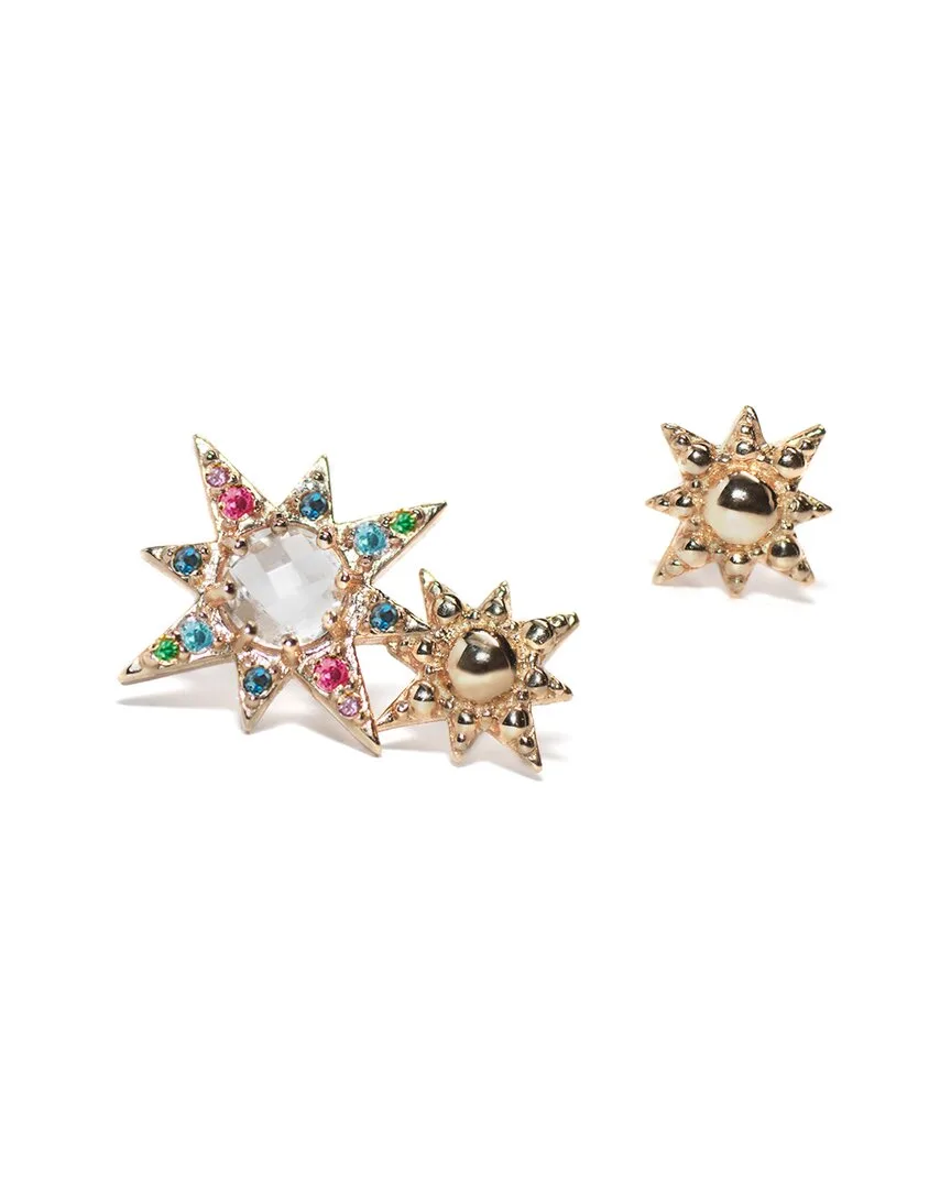 14K Gemstone Aztec Earrings by Anzie
