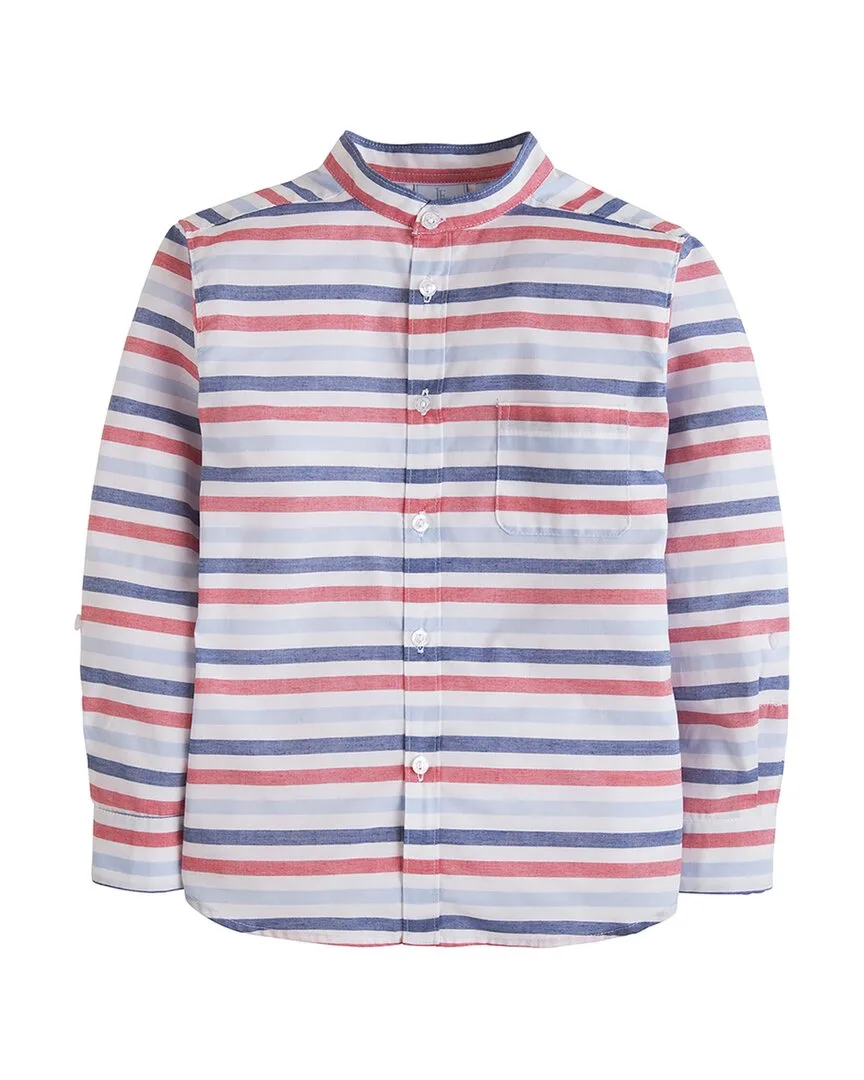 Mandarin Collar Roll Sleeve Shirt by Little English