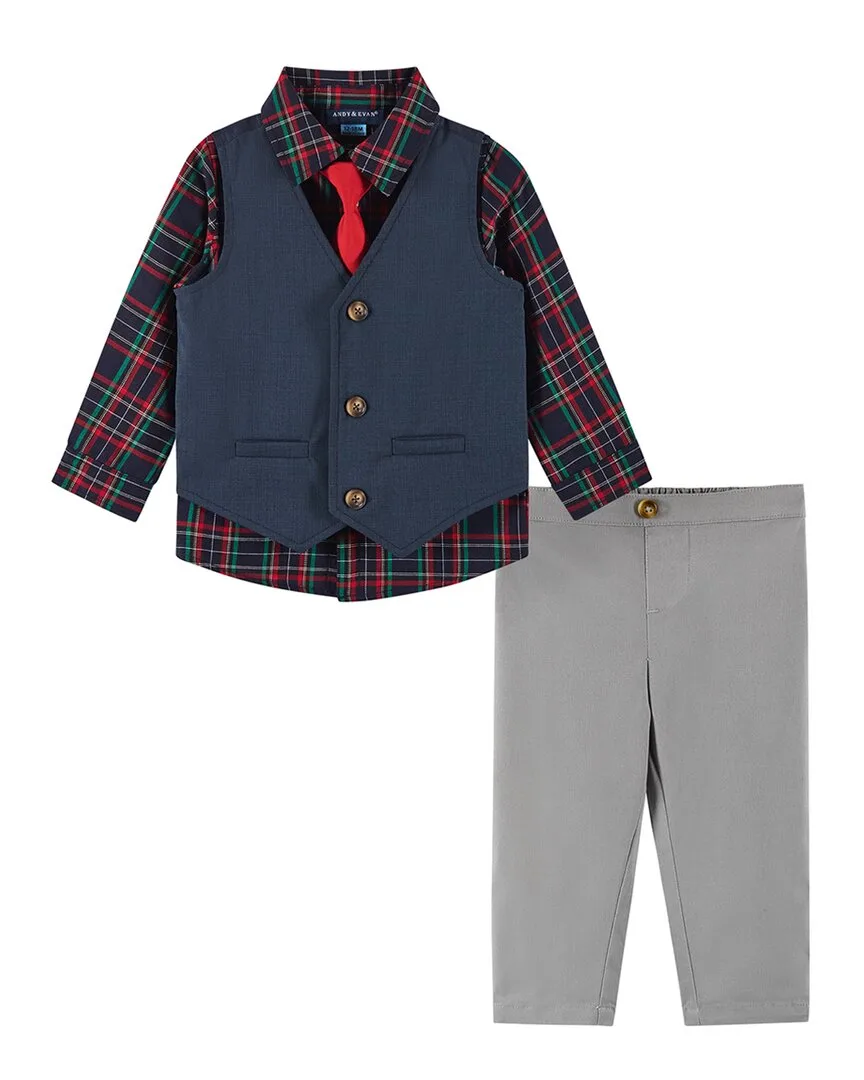 Vest, Plaid Button-Down & Twill Pant Set by Andy & Evan