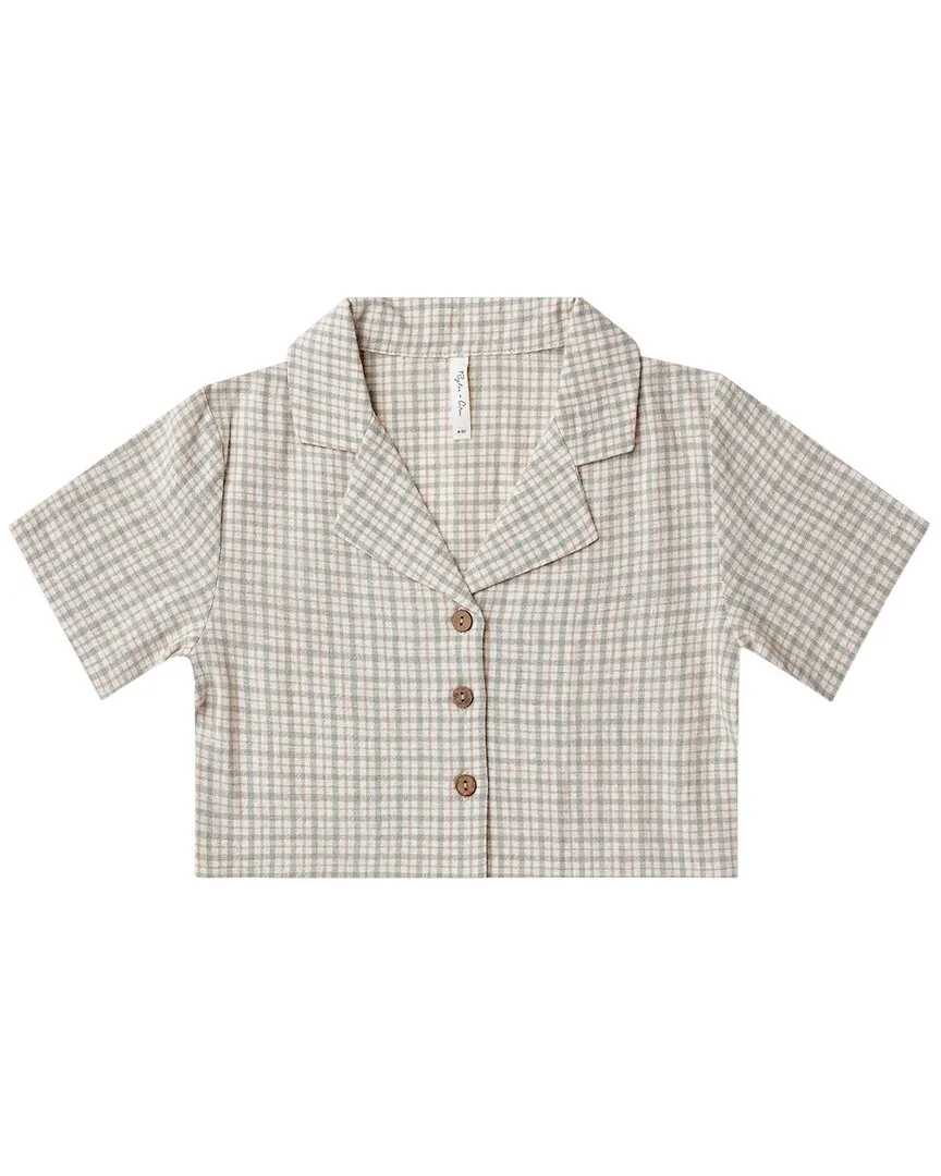 Rylee + Cru Collective Cropped Collared Linen-Blend Shirt by Rylee  Cru Collective