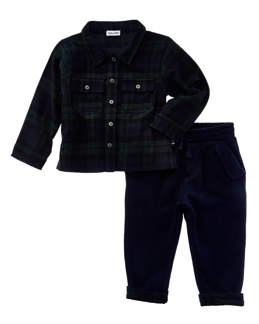 2Pc Hunter Plaid Flannel Shirt & Pant Set by Splendid