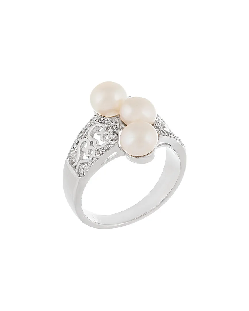 Rhodium Plated Silver 6-7Mm Freshwater Pearl Ring