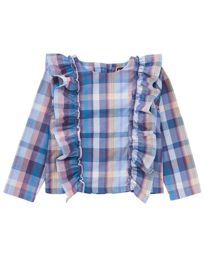 Ruffle Shoulder Plaid Top by Tea Collection
