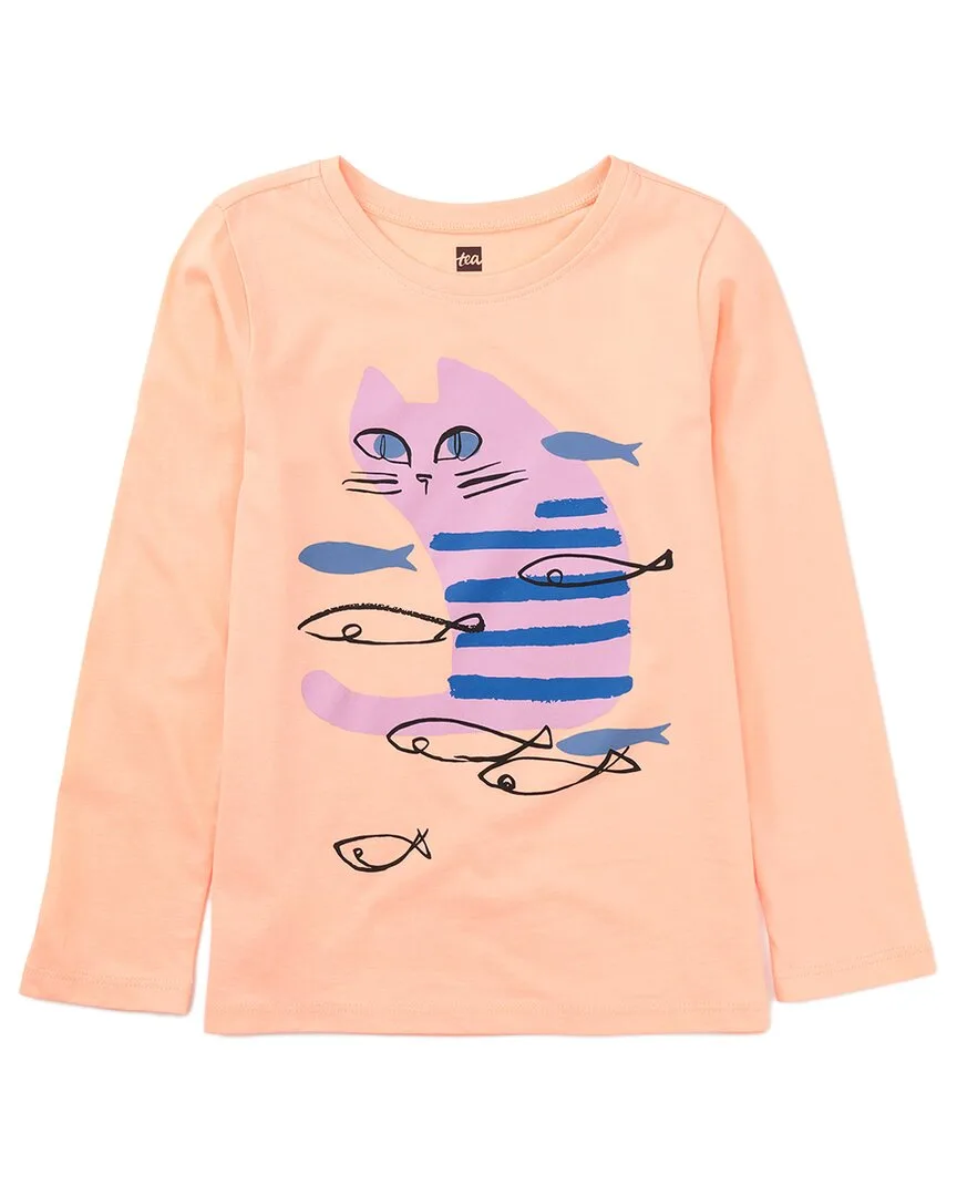 Fishing Cat Graphic T-Shirt by Tea Collection