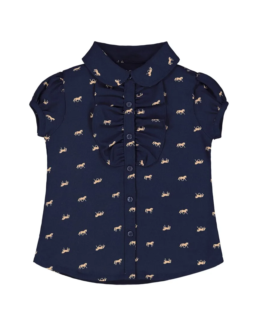 Horse Print Peter Pan Collar Shirt by Hope & Henry