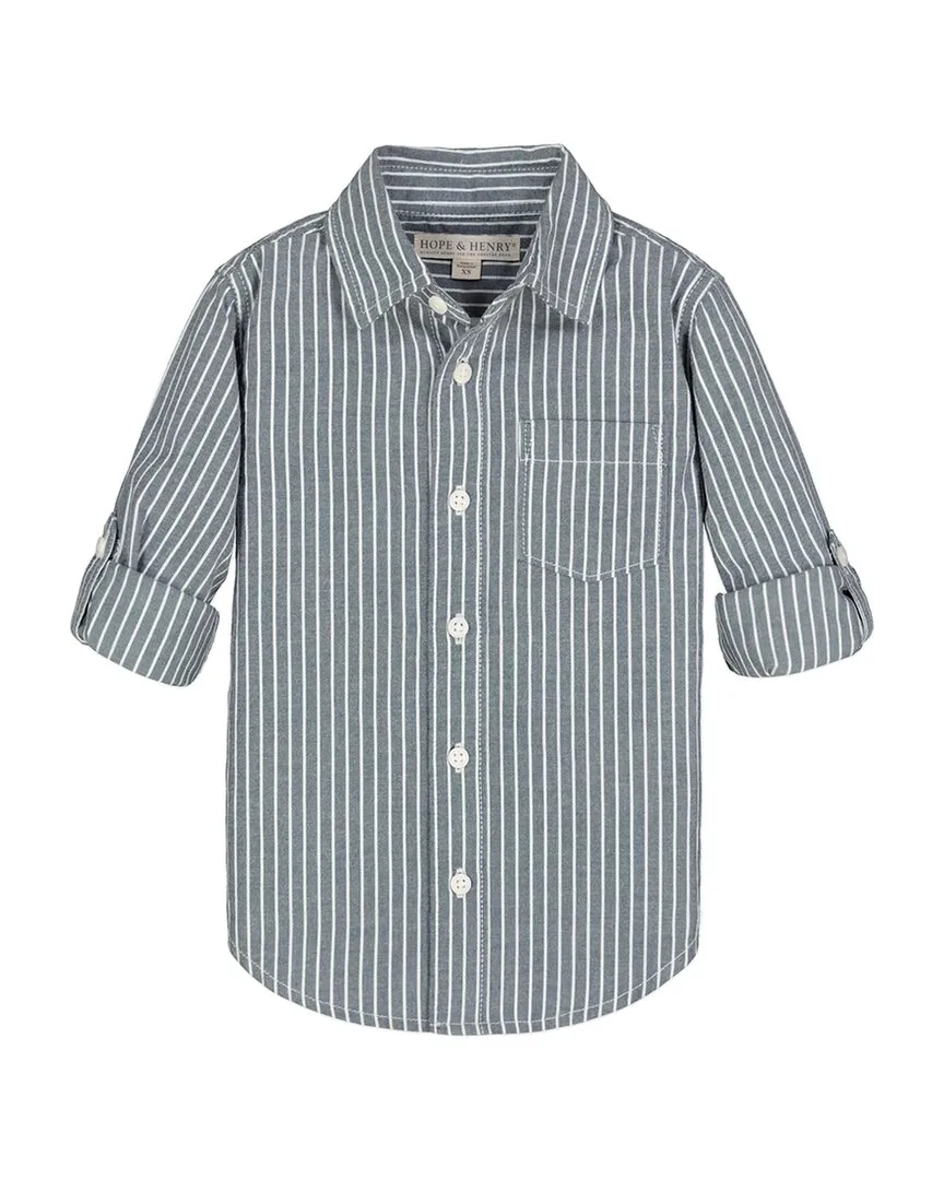 Railroad Stripe Rolled Shirt by Hope & Henry