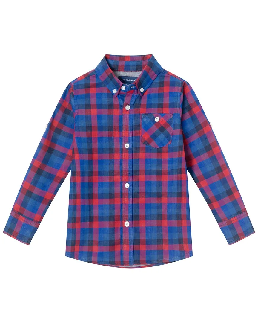 Plaid Two-Fer Shirt by Andy & Evan