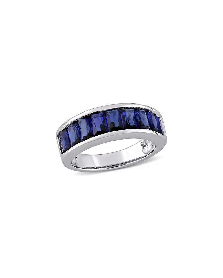 Silver 2.70 ct. tw. Lab-Grown Sapphire Semi-Eternity Ring