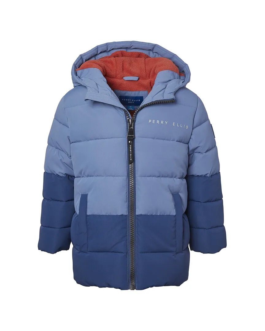 Blocked Ripstop Puffer Jacket by Perry Ellis